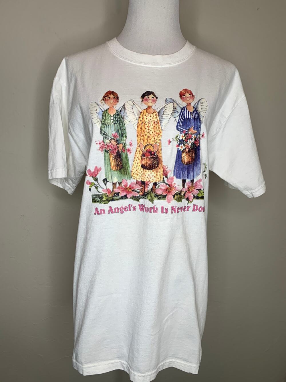 Vintage Kitschy Angel Graphic T Shirt Sz Medium